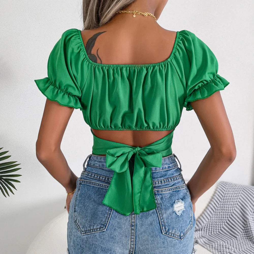 Kynava - Top Crop Letnia Bluzka Chiffon